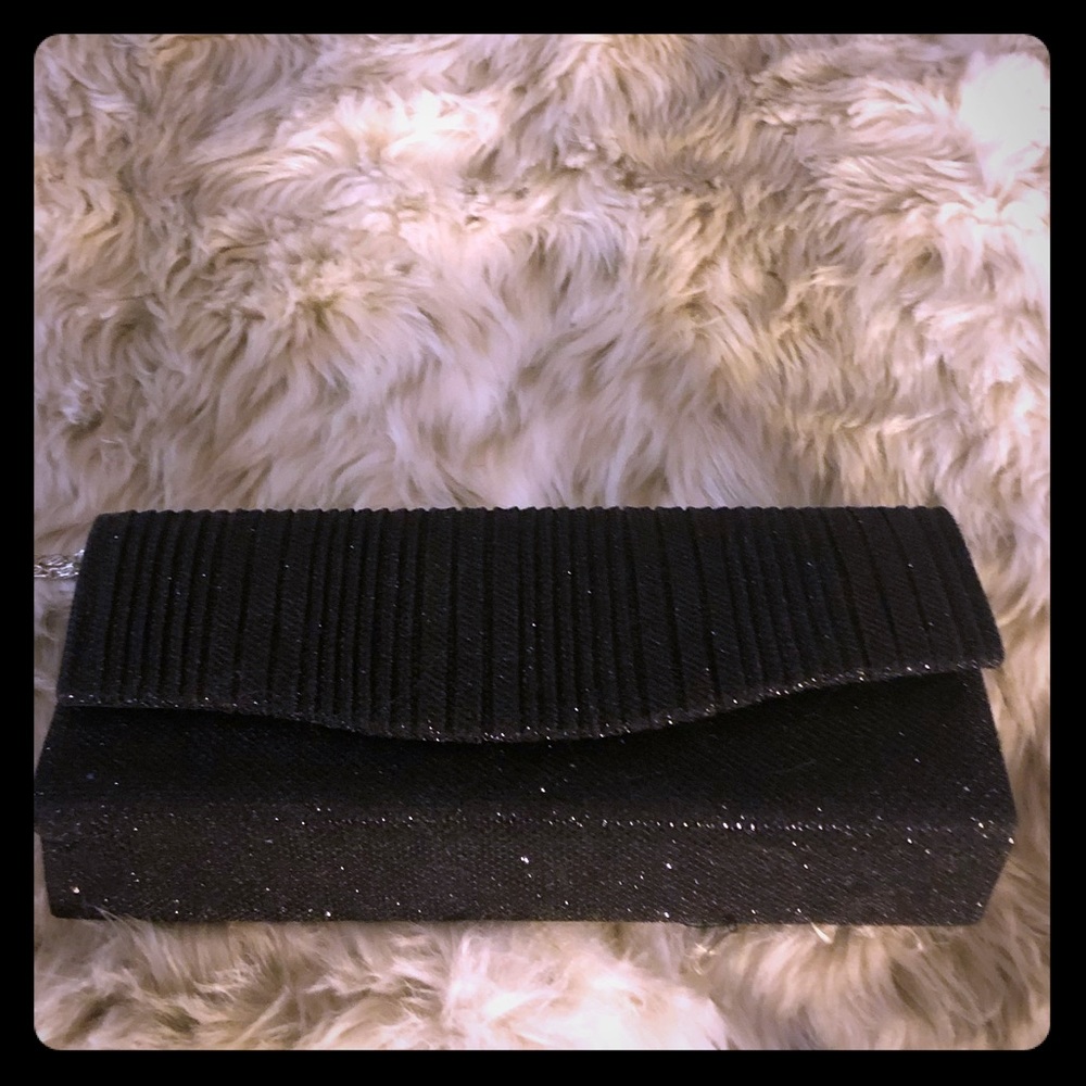Black shiny evening purse